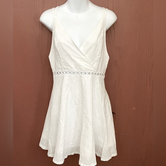 White Cotton Open backed Mini Dress. - Picture 1 of 10